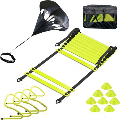 Actearlier custom Speed Agility ladder with carry bag 12 Rungs speed ladder and Parachute, speed jump rope