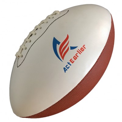 ActEarlier Sports Goods Official Size 9 White Brown Custom Logo PU Rugby Ball American Football ball for training